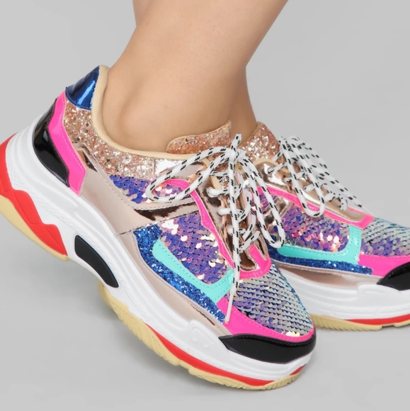 🇺🇲🌌🌈Glitter Bomb SneakersSize 8 and 8.5 available footwear YOKI - Picture 4 of 16